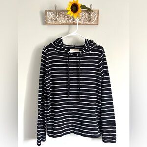 LOFT Women’s Monochrome Striped Sweater Hoodie-Size Medium